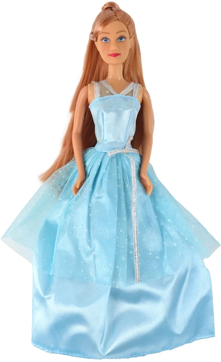 Lean Toys Lėle su žydra suknele ir priedais