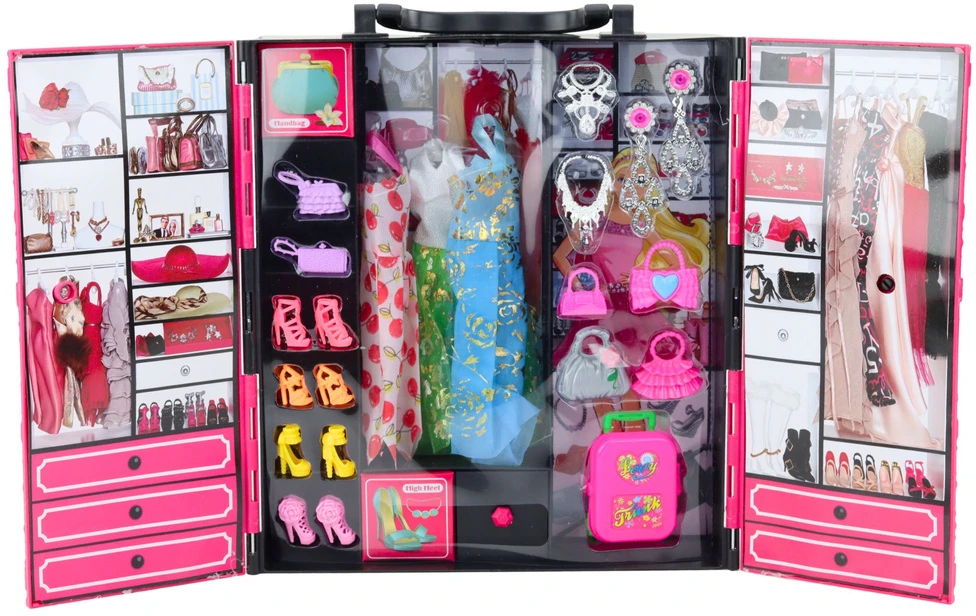 Lean Toys Lėlių spinta su priedais ir didele lėle