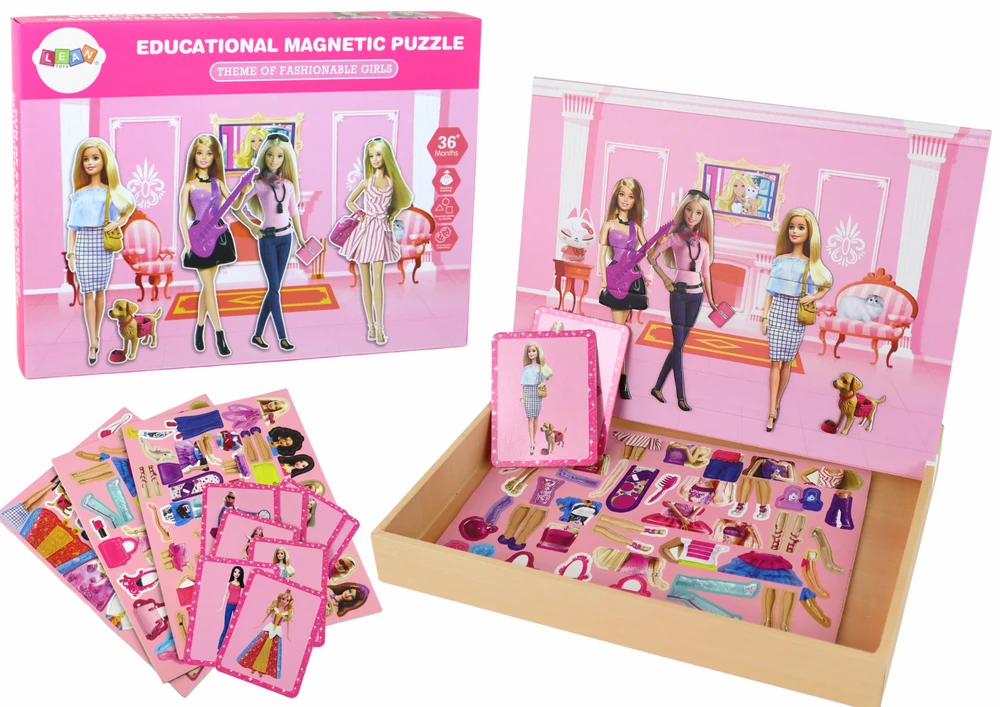 Edukacinis magnetinis žaidimas Lean Toys Lėlių apranga