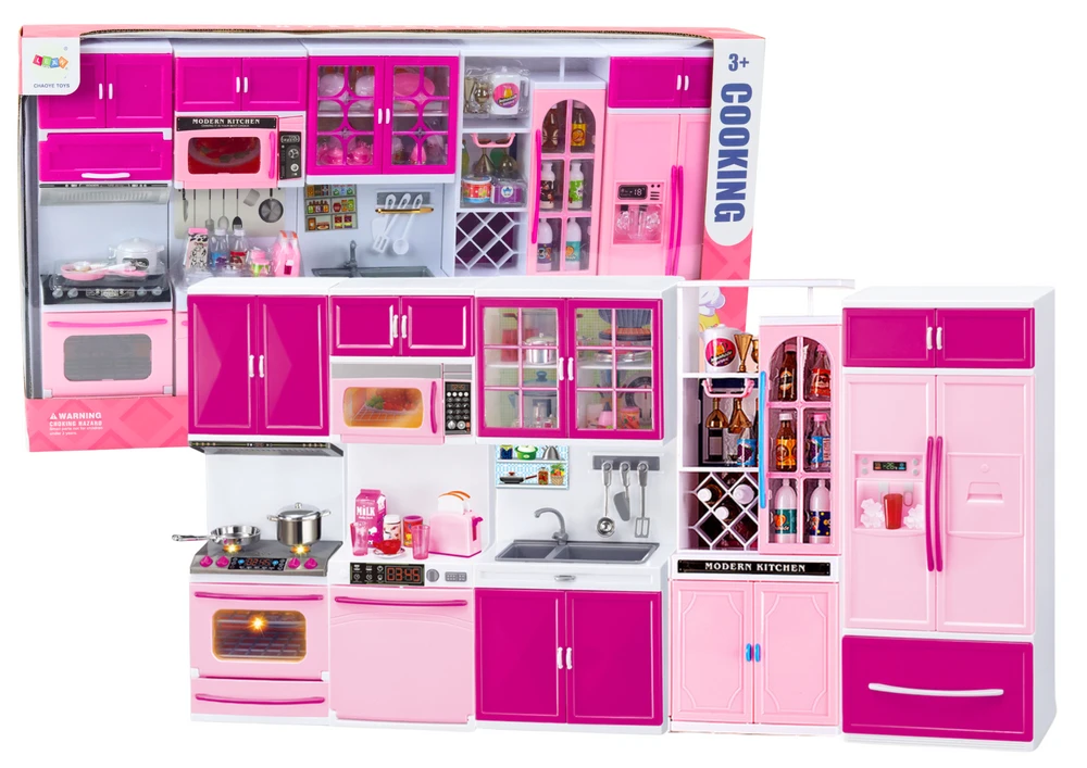 Lean Toys Virtuvės baldų rinkinys lėlėms su šviesomis ir garsais