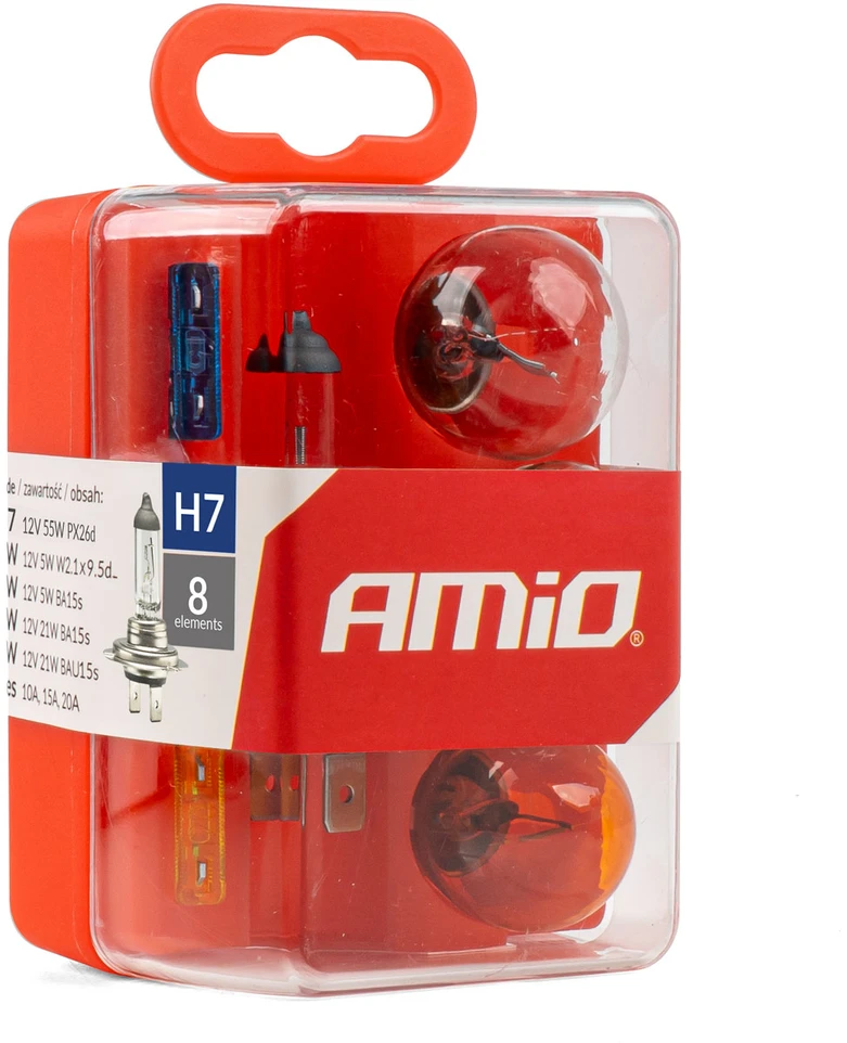 Lempučių ir saugiklių rinkinys, 8 vnt., h7, amio-01499