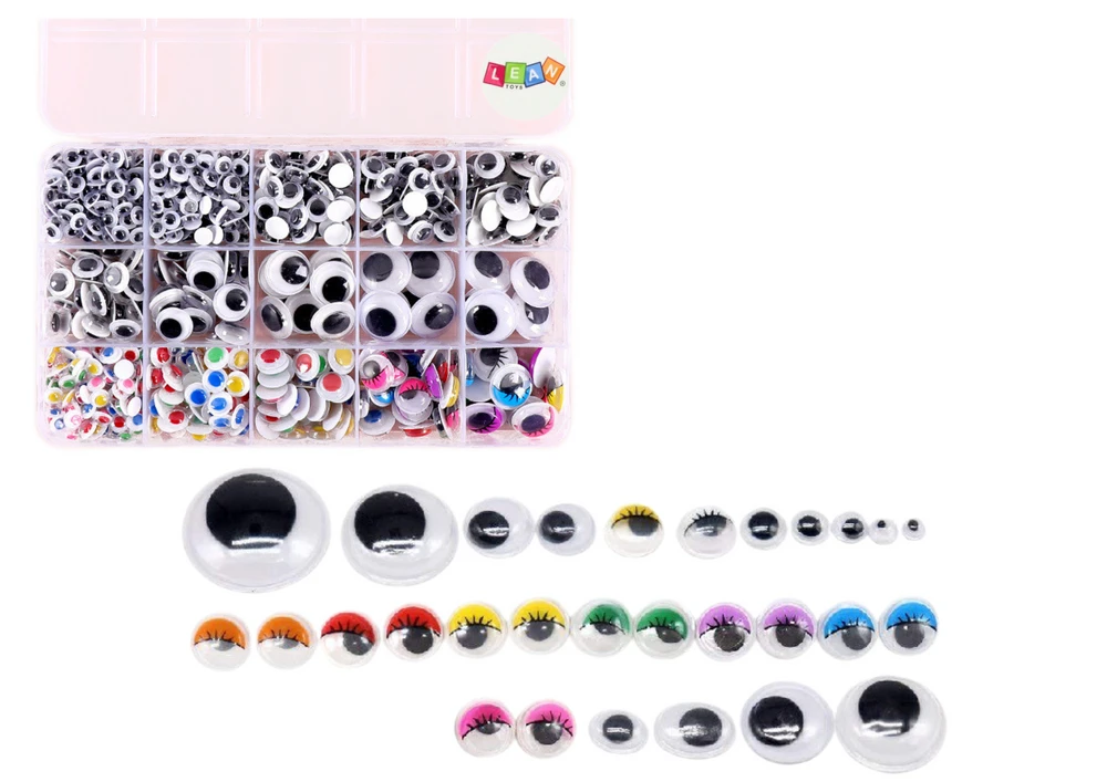 Lean Toys Lipnių judančių akių rinkinys su dėklu, 750 vnt.