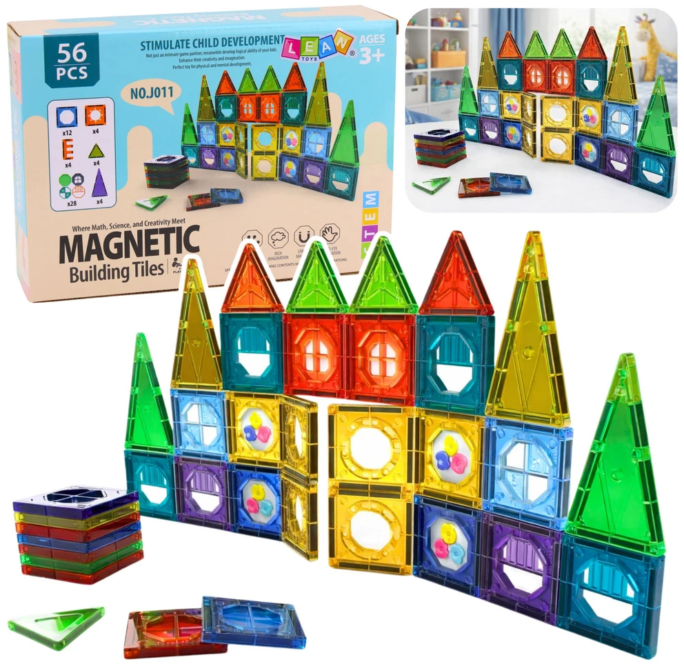 Lean Toys Magnetiniai blokai 56 vnt.