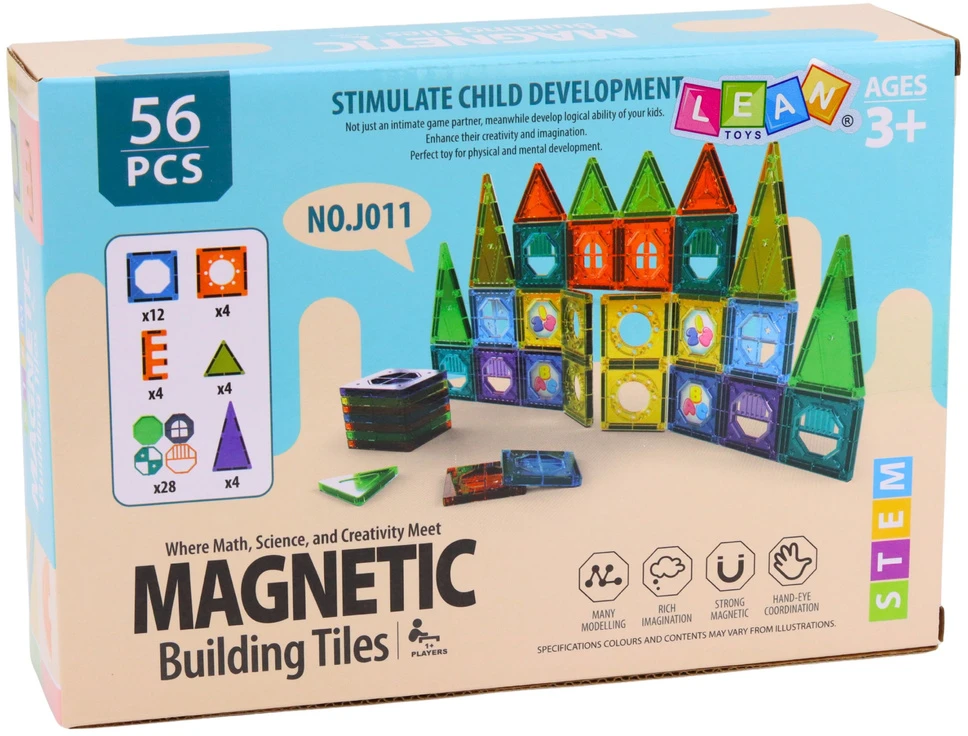 Lean Toys Magnetiniai blokai 56 vnt.