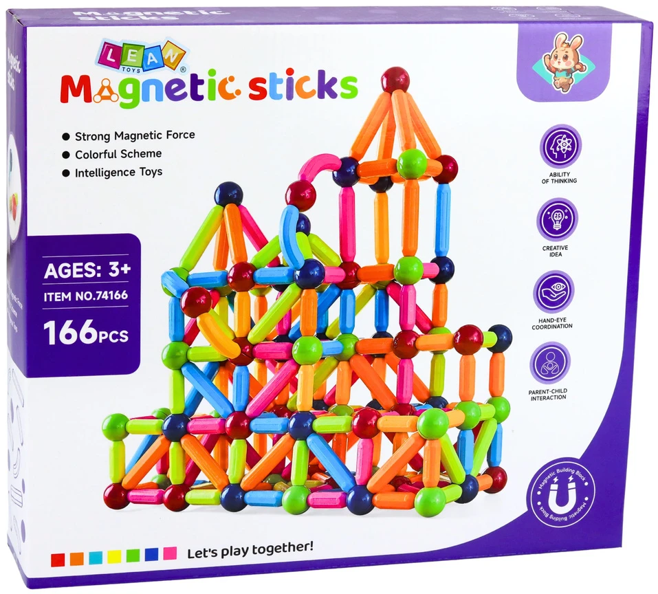 Lean Toys Magnetinis konstruktorių rinkinys 166 vnt.