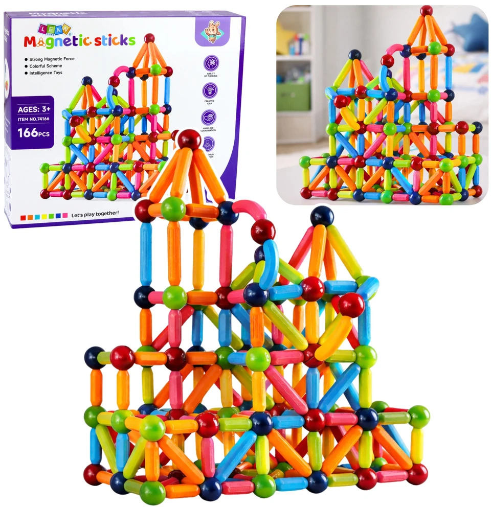 Lean Toys Magnetinis konstruktorių rinkinys 166 vnt.