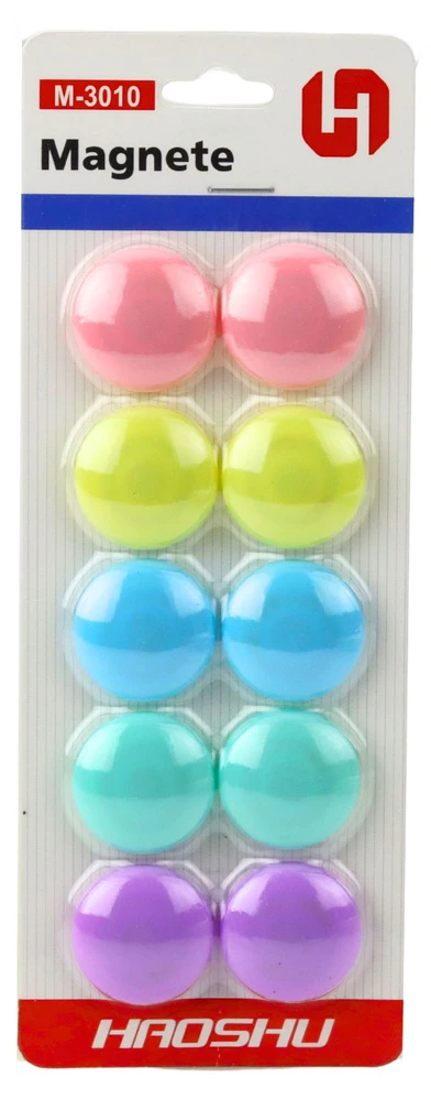 Lean Pasteliniai apvalūs magnetai, 3 cm, 10 vnt.