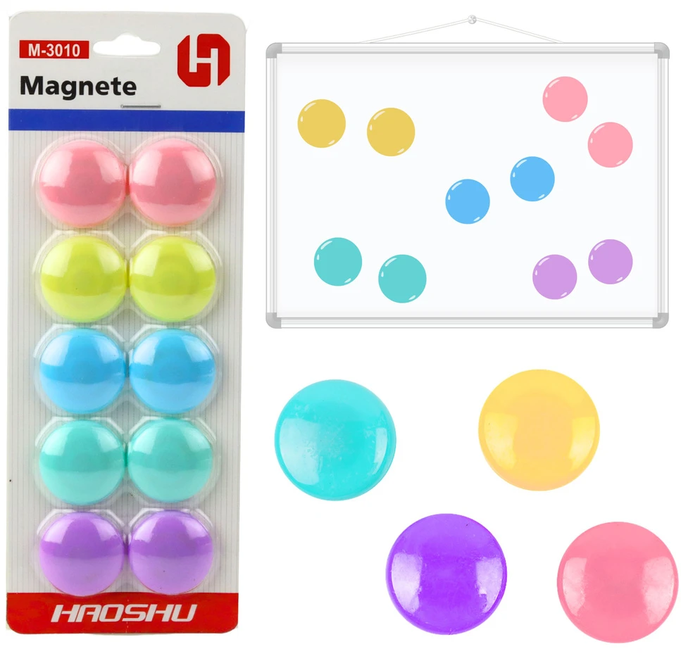 Lean Pasteliniai apvalūs magnetai, 3 cm, 10 vnt.