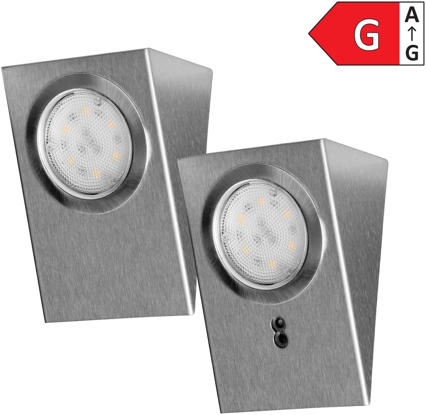 Orno Rinkinys MAKAN LED po spintele montuojamų šviestuvų komplektas 2W, 180lm, 4000K, su bekontakčiu jungikliu, INOX
