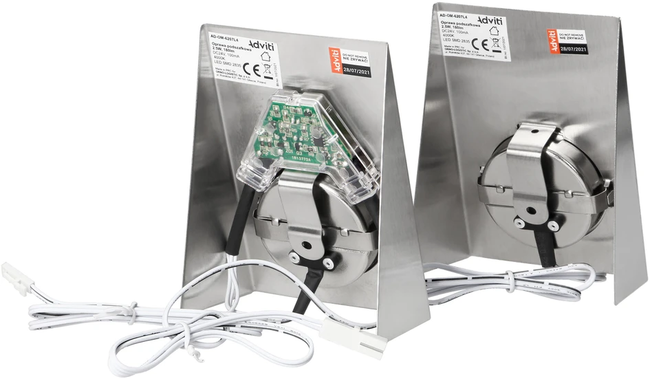 Orno Rinkinys MAKAN LED po spintele montuojamų šviestuvų komplektas 2W, 180lm, 4000K, su bekontakčiu jungikliu, INOX