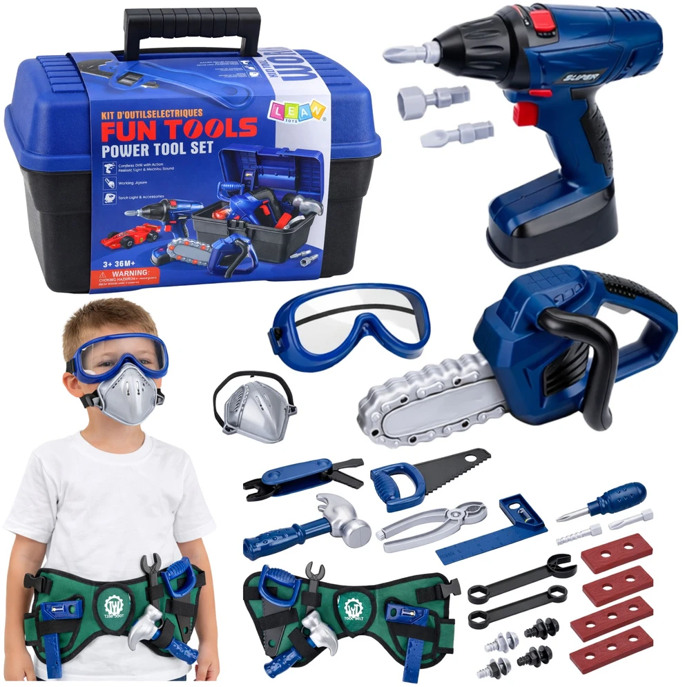 Lean Toys Įrankių rinkinys juoda ir mėlyna 30 vnt.