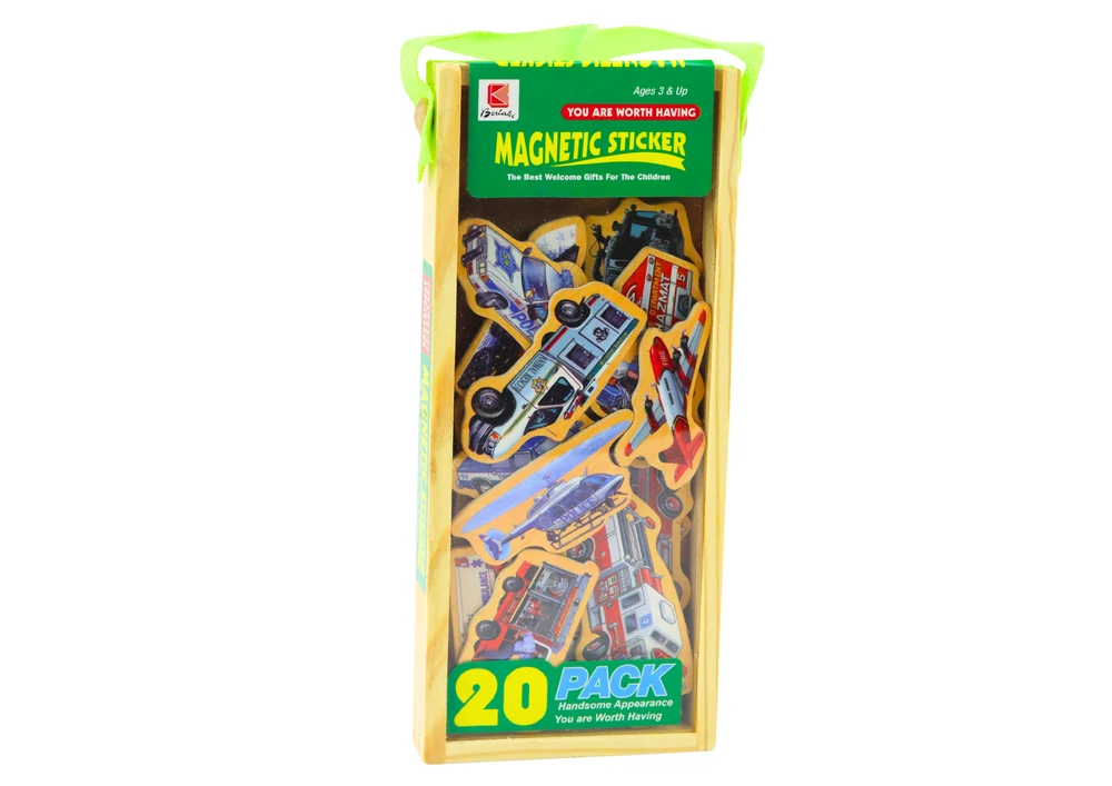 Lean Toys Medinių Magnetų Rinkinys su Transporto Priemonėmis, 20 vnt.