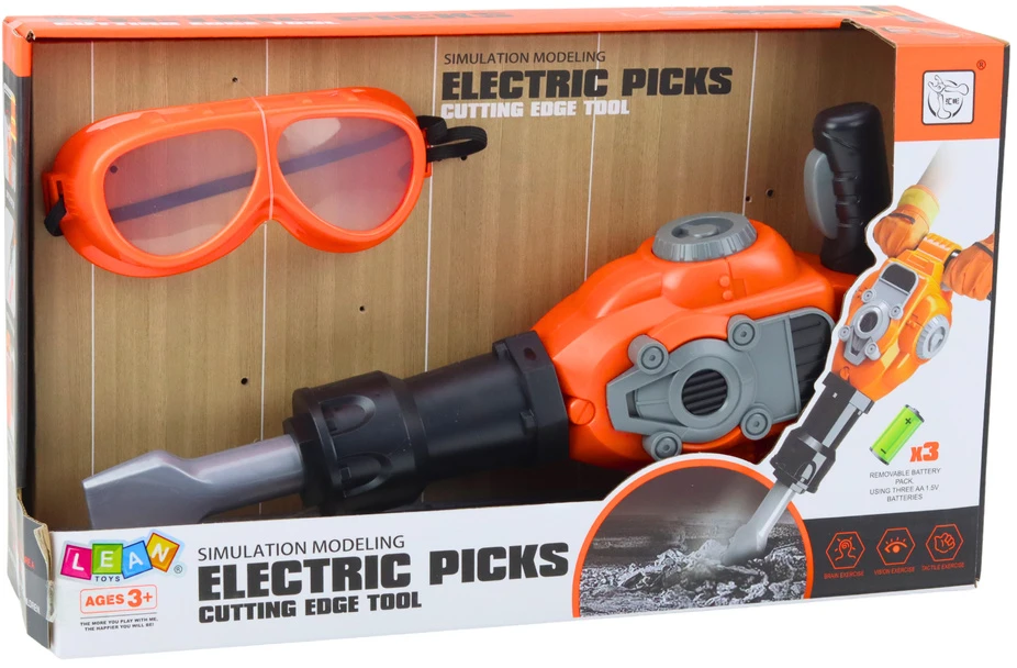 Lean Toys Žaislinis pneumatinis plaktukas su akiniais vaikams