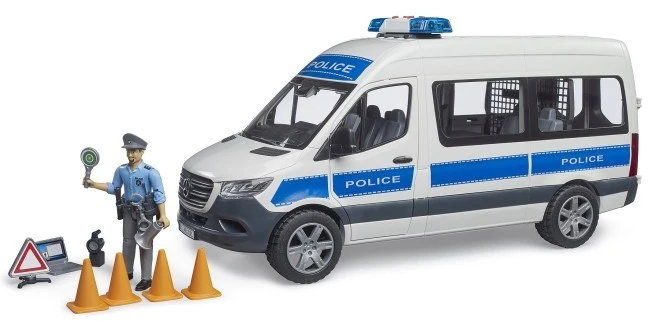Bruder Rinkinys „Mercedes-Benz Sprinter“ policijos rinkinys su figūrėle ir šviesos/garso moduliu