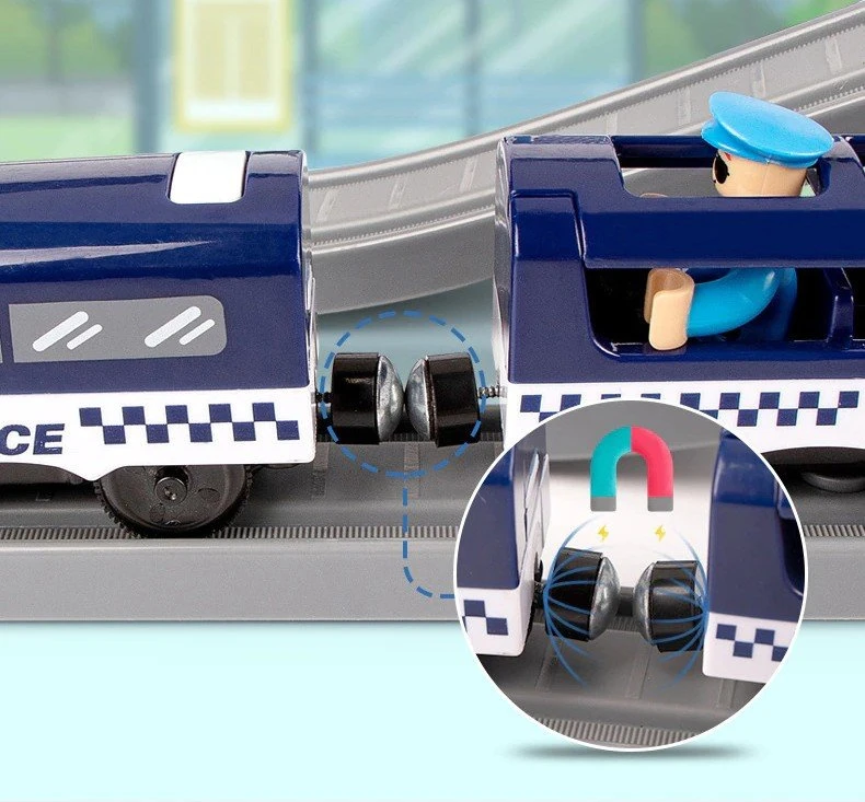 Lean Cars Policijos miesto traukinio rinkinys mėlynas