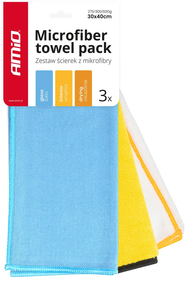 Mikropluošto rankšluosčių rinkinys 30x40cm, 3 vnt., 275/300/600 gsm AMIO-03750