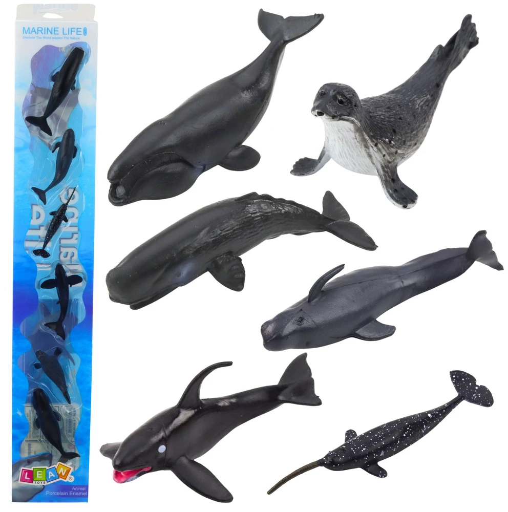 Lean Toys Realistiškų jūrų žinduolių figūrėlių rinkinys, 6 vnt.