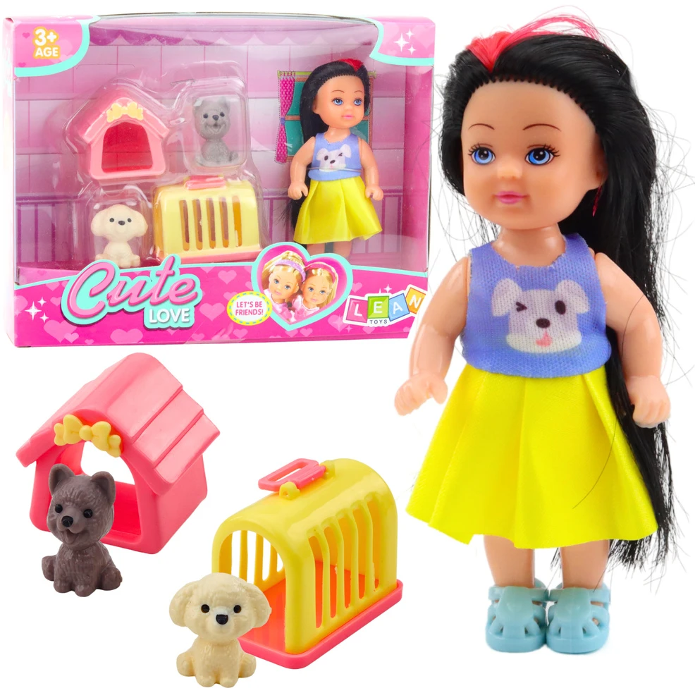 Lean Toys Lėlė su Šuniuku, Būdele ir Nešykle