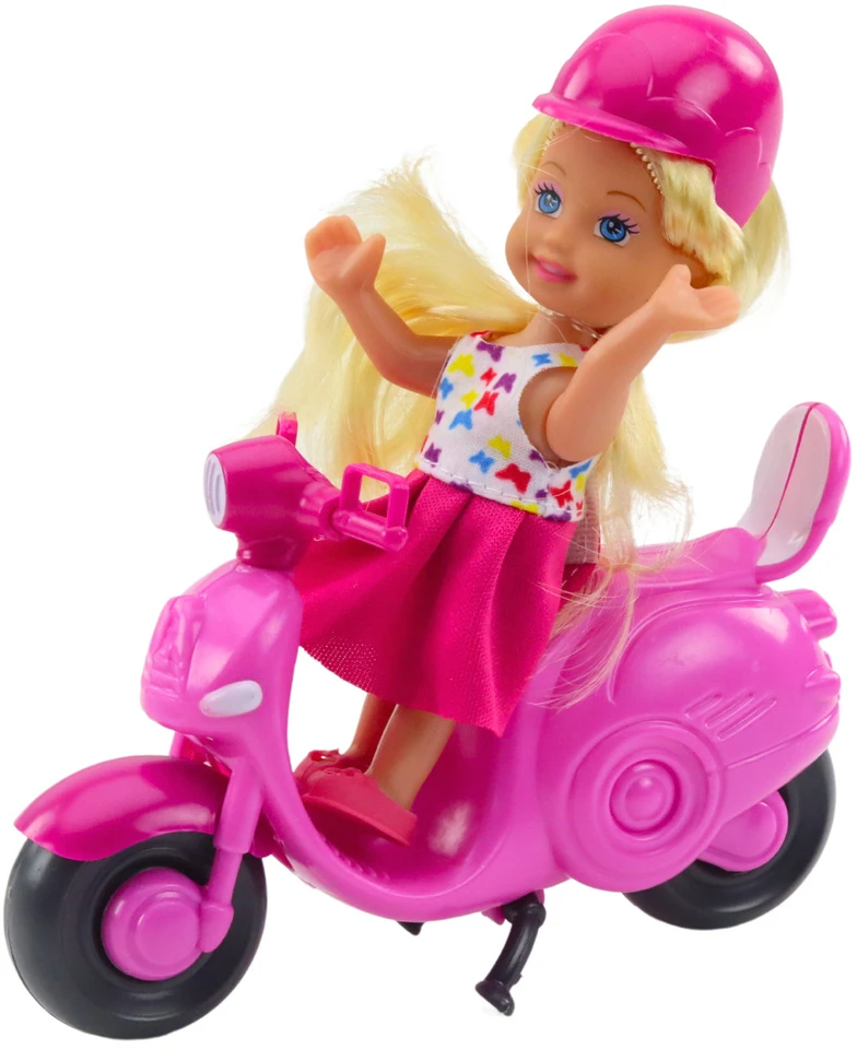 Lean Toys MINI LĖLĖ SU PASPIRTUKU IR ŠALMU