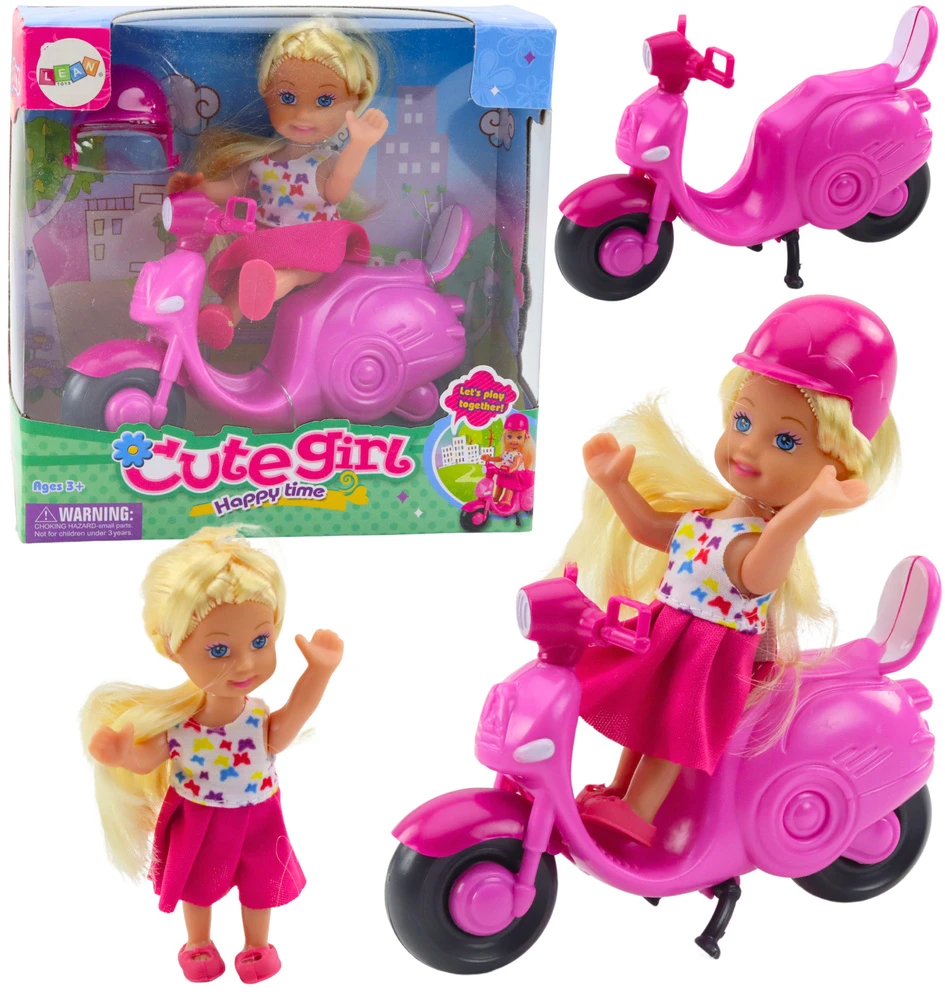 Lean Toys MINI LĖLĖ SU PASPIRTUKU IR ŠALMU