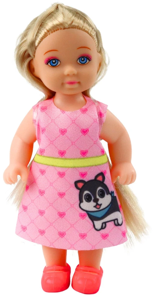 Lean Toys Žaislų rinkinys su lėle, šunimi ir kačiuku, 12 cm
