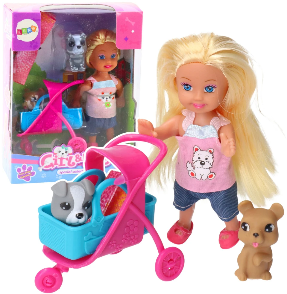 Lean Toys Žavus lėlės rinkinys su šuniukais