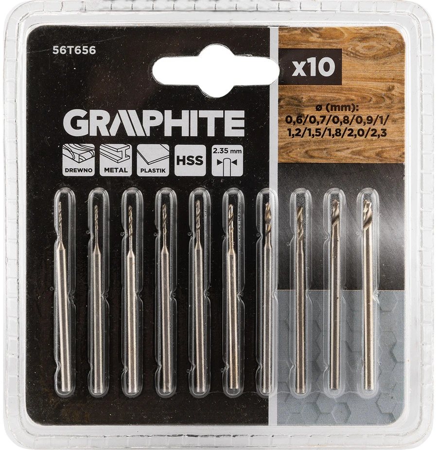 Graphite Rinkinys Mini šlifuoklio grąžtų rinkinys, 10 vnt.