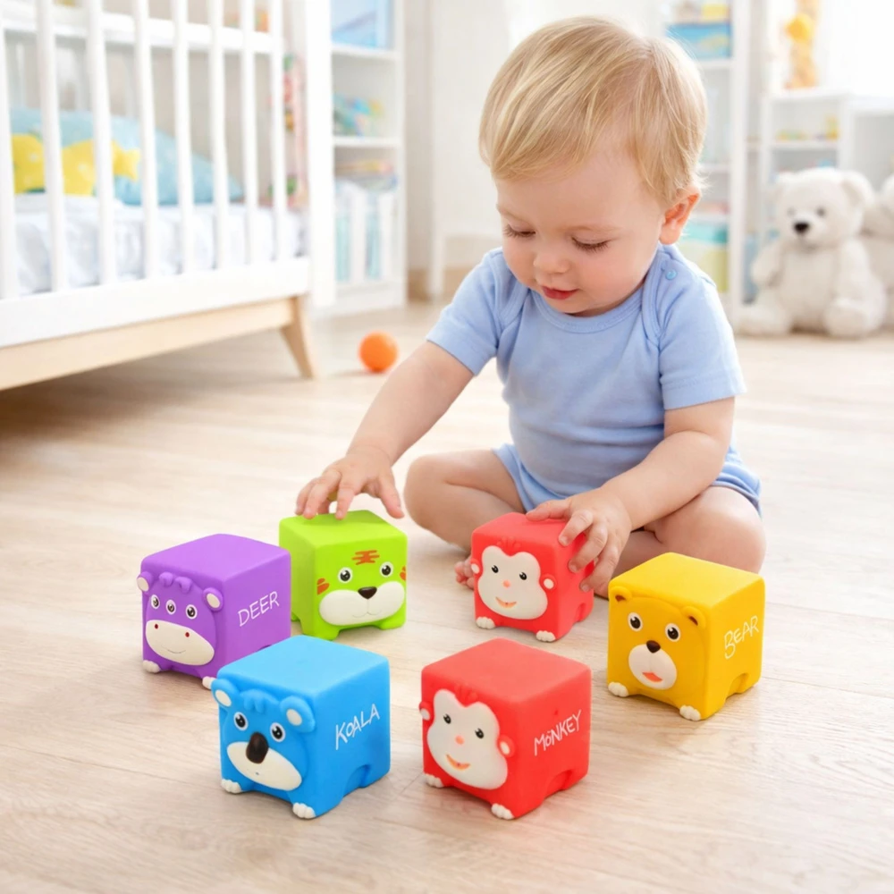 Lean Toys Guminės kaladėlės 6 vnt.