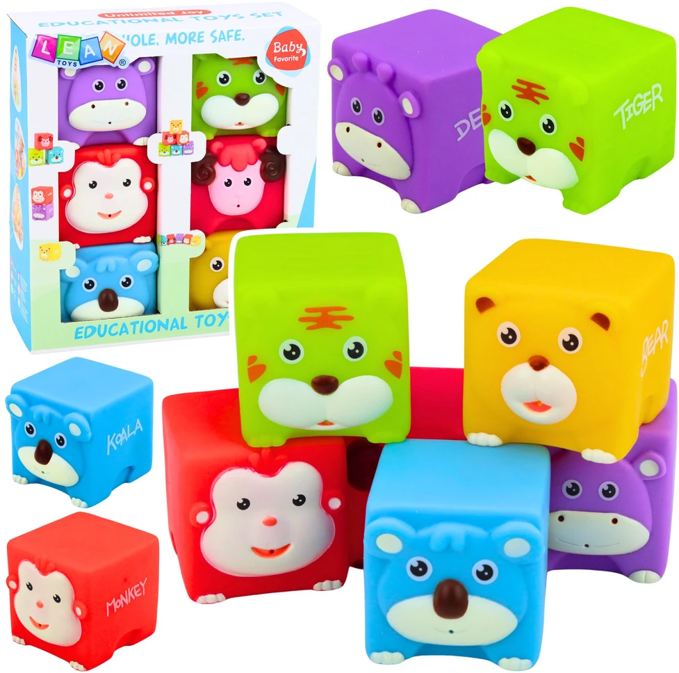Lean Toys Guminės kaladėlės 6 vnt.