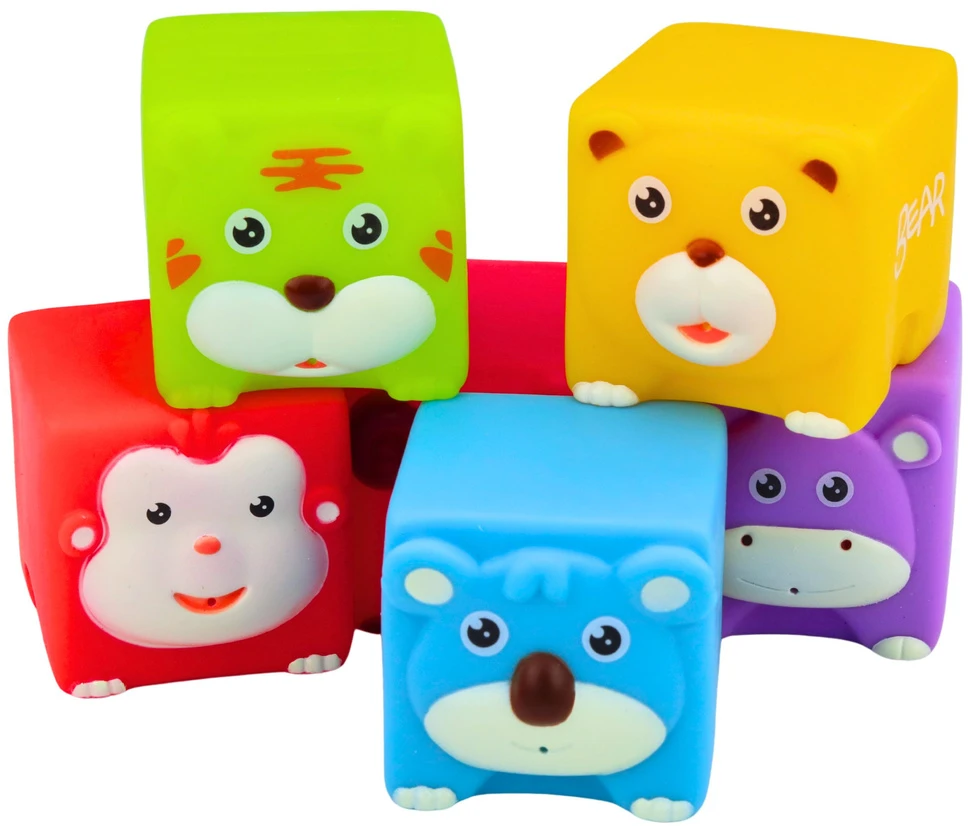 Lean Toys Guminės kaladėlės 6 vnt.
