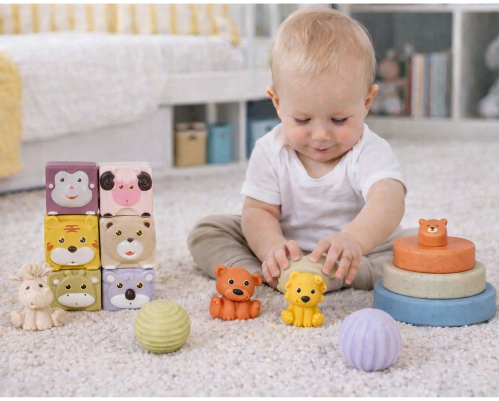 Lean Toys Minkštos sensorinės kaladėlės 18 vnt.