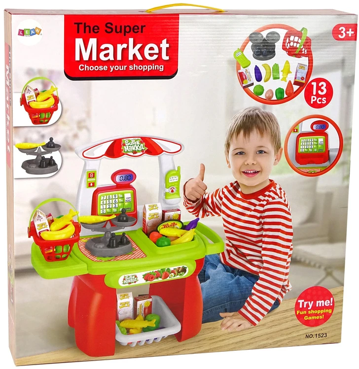 Lean Toys Vaikų prekybos centras LeanToys su kasos aparatu
