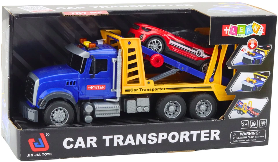 Lean Toys Didelis transporterio vilkikas su priekaba, šviesomis ir garsais
