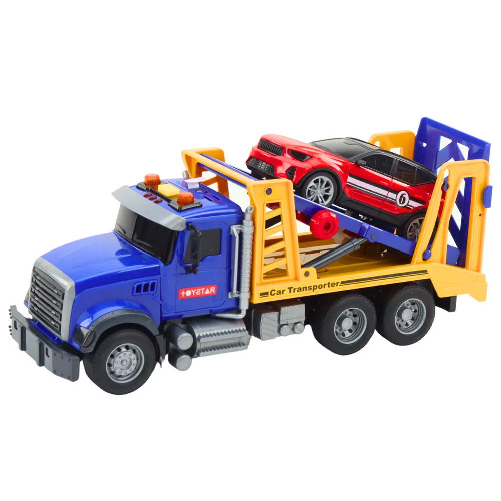 Lean Toys Didelis transporterio vilkikas su priekaba, šviesomis ir garsais