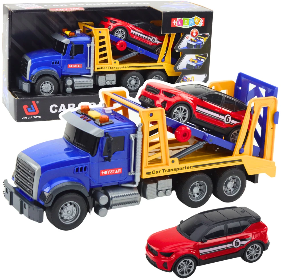 Lean Toys Didelis transporterio vilkikas su priekaba, šviesomis ir garsais