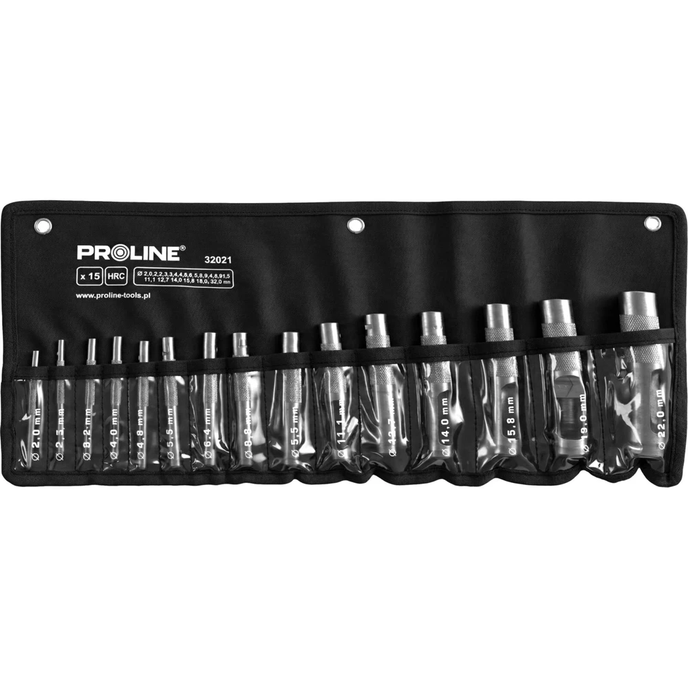 Zestaw Rinkinys Odinių skylmušų rinkinys, 15 dalių, 2,0–22,0 mm, HRC, proline