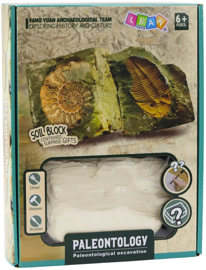 Lean Toys Paleontologijos kasinėjimo rinkinys su tinko bloku ir įrankiais