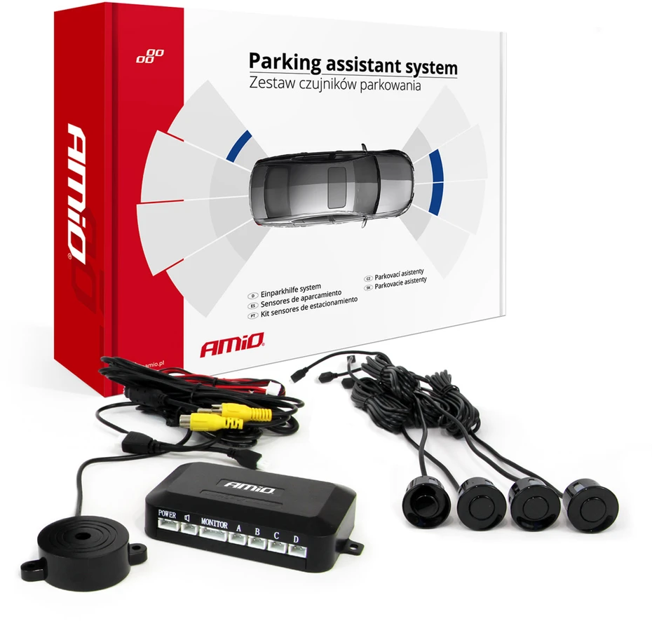 Parkavimo jutiklių rinkinys, skirtas kamerai ir LCD ekranui, juodas 22mm AMIO-02989