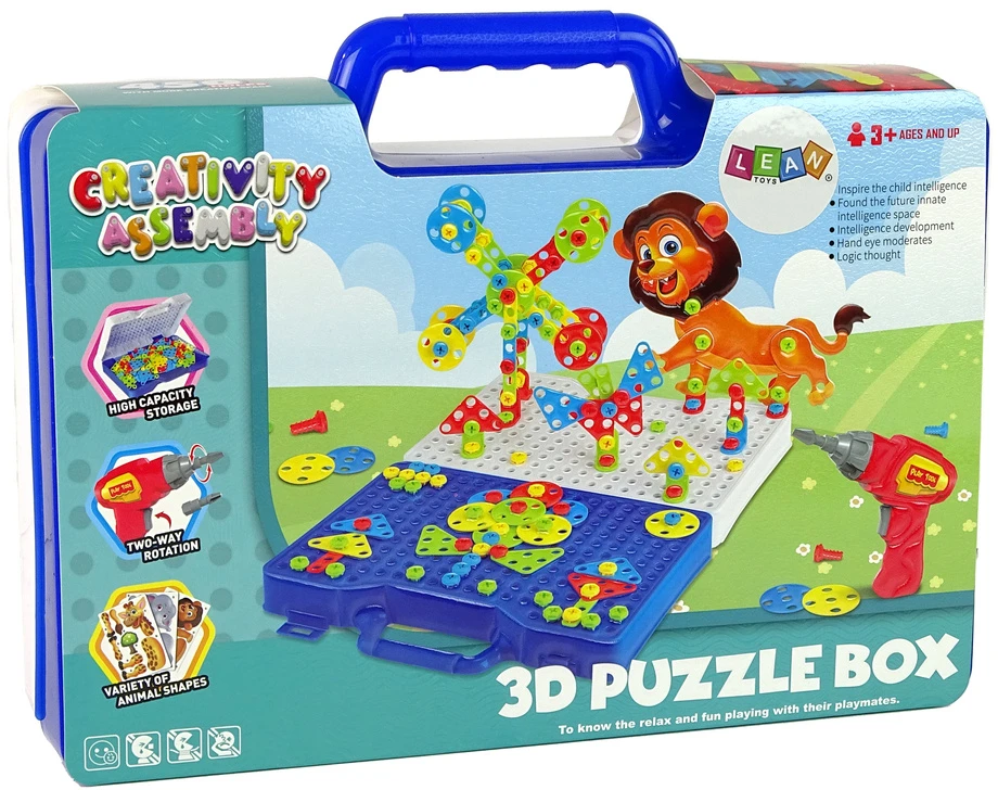 Lean Toys 3D Dėlionė lagaminėlyje su atsuktuvu, 450 dalių