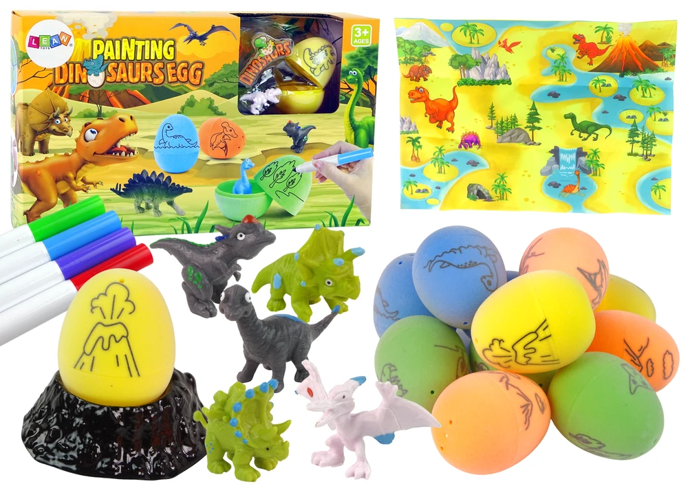 Lean Toys Kūrybinis Dinozaurų kiaušinių dažymo rinkinys LeanToys