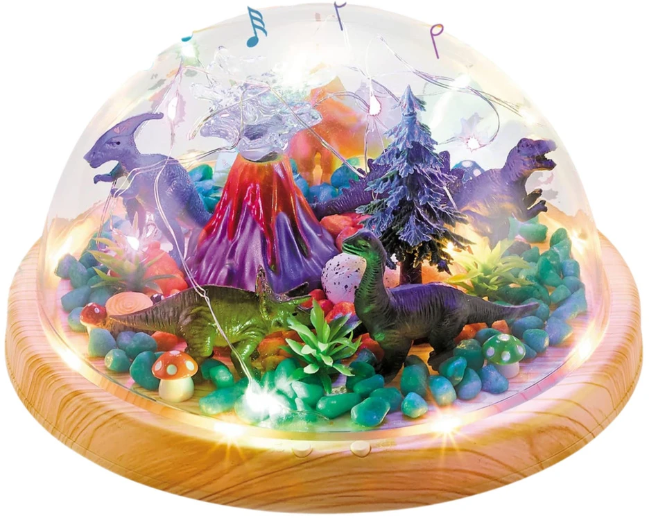 Lean Toys Naktinė lemputė vaikams - terariumas su dinozaurais ir melodijomis