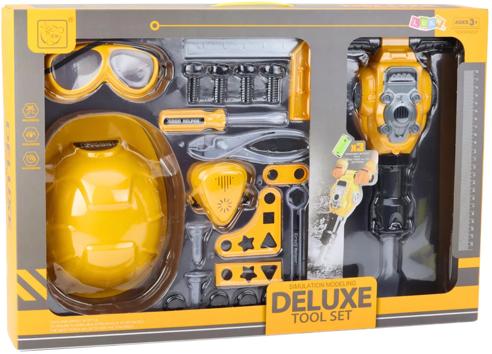 Lean Toys Vaikų mechaniko įrankių rinkinys su pneumatiniu plaktuku