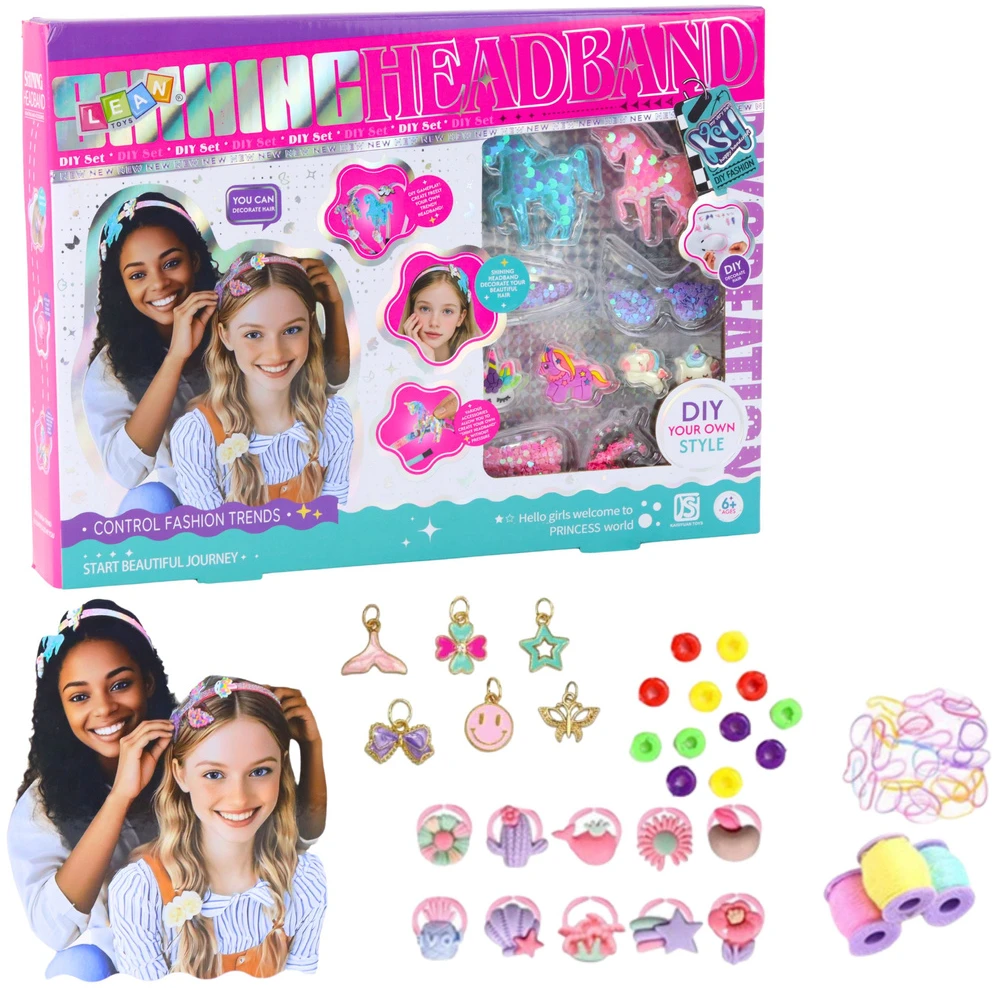 Lean Toys Kūrybinis rinkinys plaukų lankeliams su vienaragių dekoracijomis
