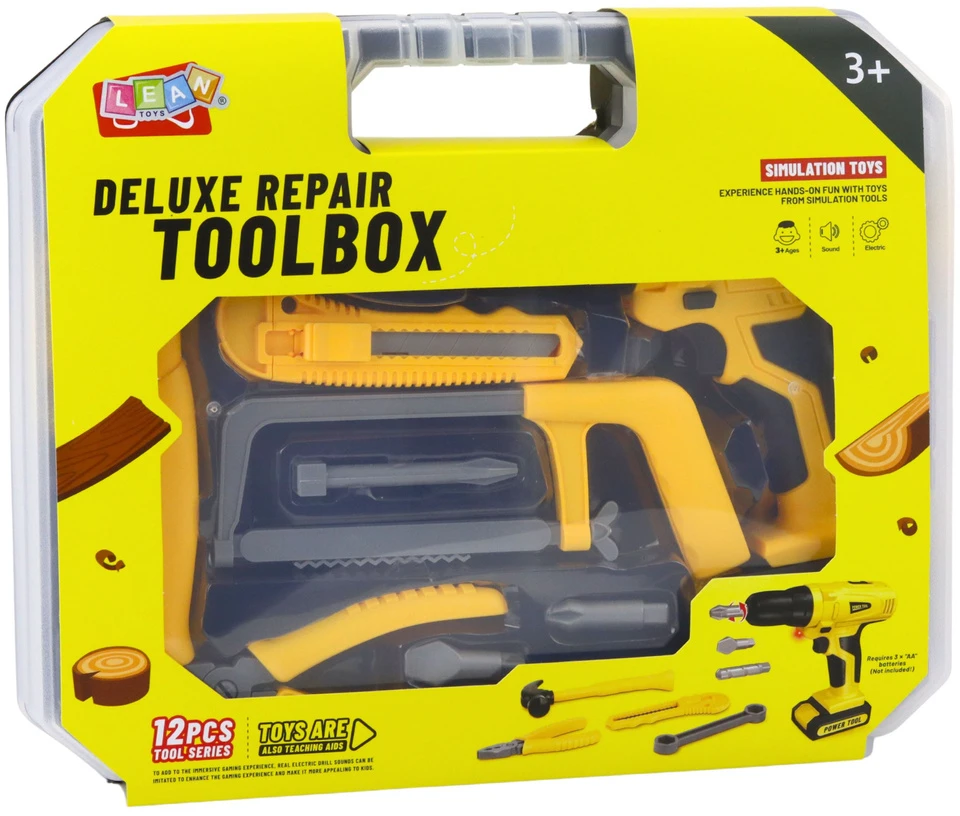 Lean Toys 12 dalių įrankių rinkinys su gręžtuvu ir dėklu