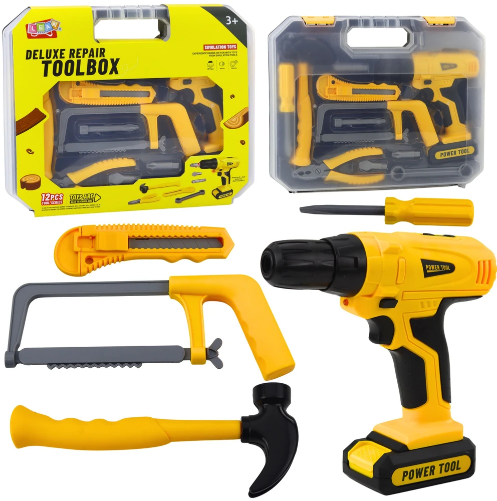 Lean Toys 12 dalių įrankių rinkinys su gręžtuvu ir dėklu