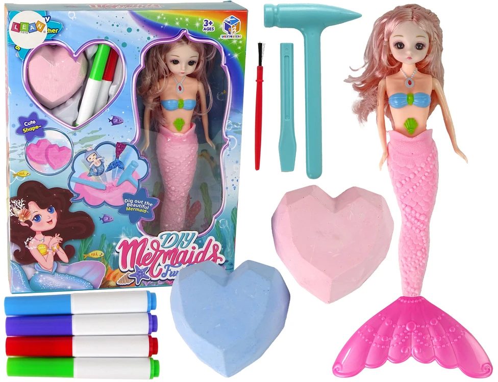 Lean Toys Komplektas lobiai ir kasinėjimai Diy Sirena, rožinis