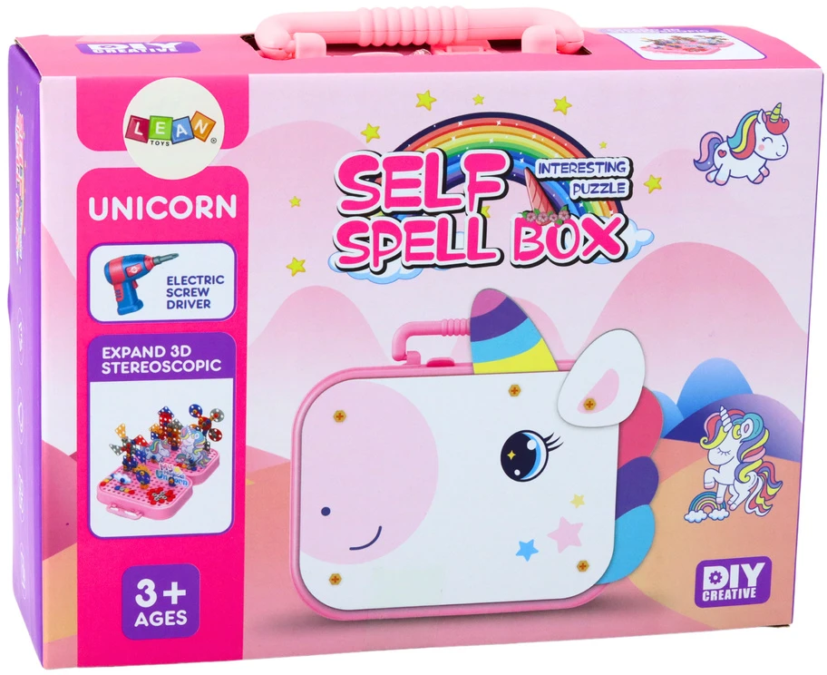 Lean Toys Vienaragio motyvo konstravimo rinkinys su elektriniu atsuktuvu