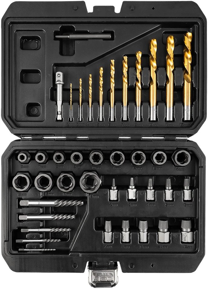 Neo Tools Rinkinys Pažeistų varžtų rinkinys (su grąžtais ir ištraukikliais), 40 dalių