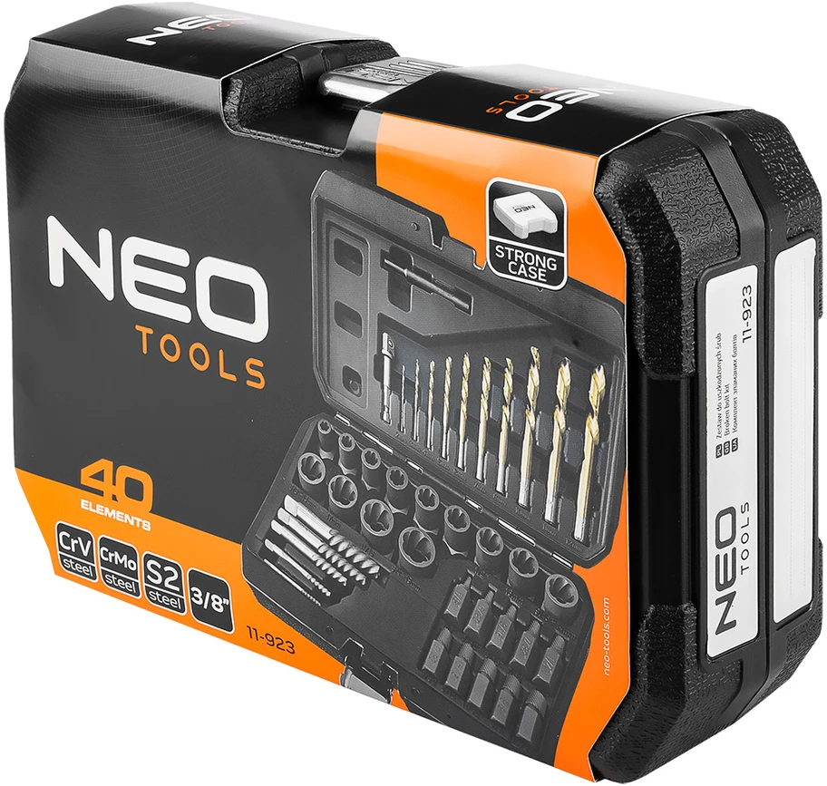 Neo Tools Rinkinys Pažeistų varžtų rinkinys (su grąžtais ir ištraukikliais), 40 dalių