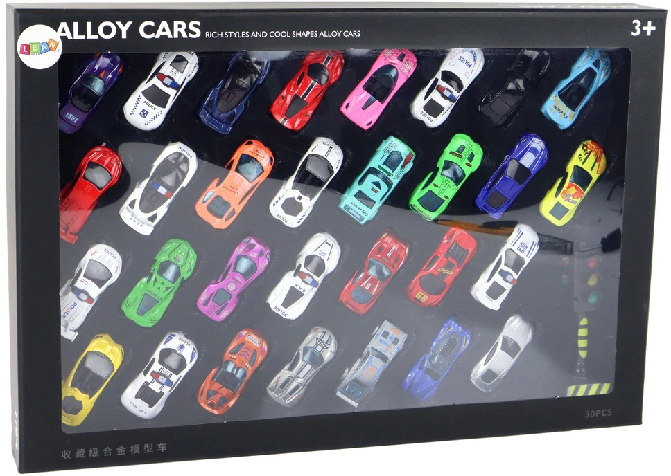 Lean Toys Žaislų rinkinys vaikams su automobilių ir policijos tema, 30 vnt.